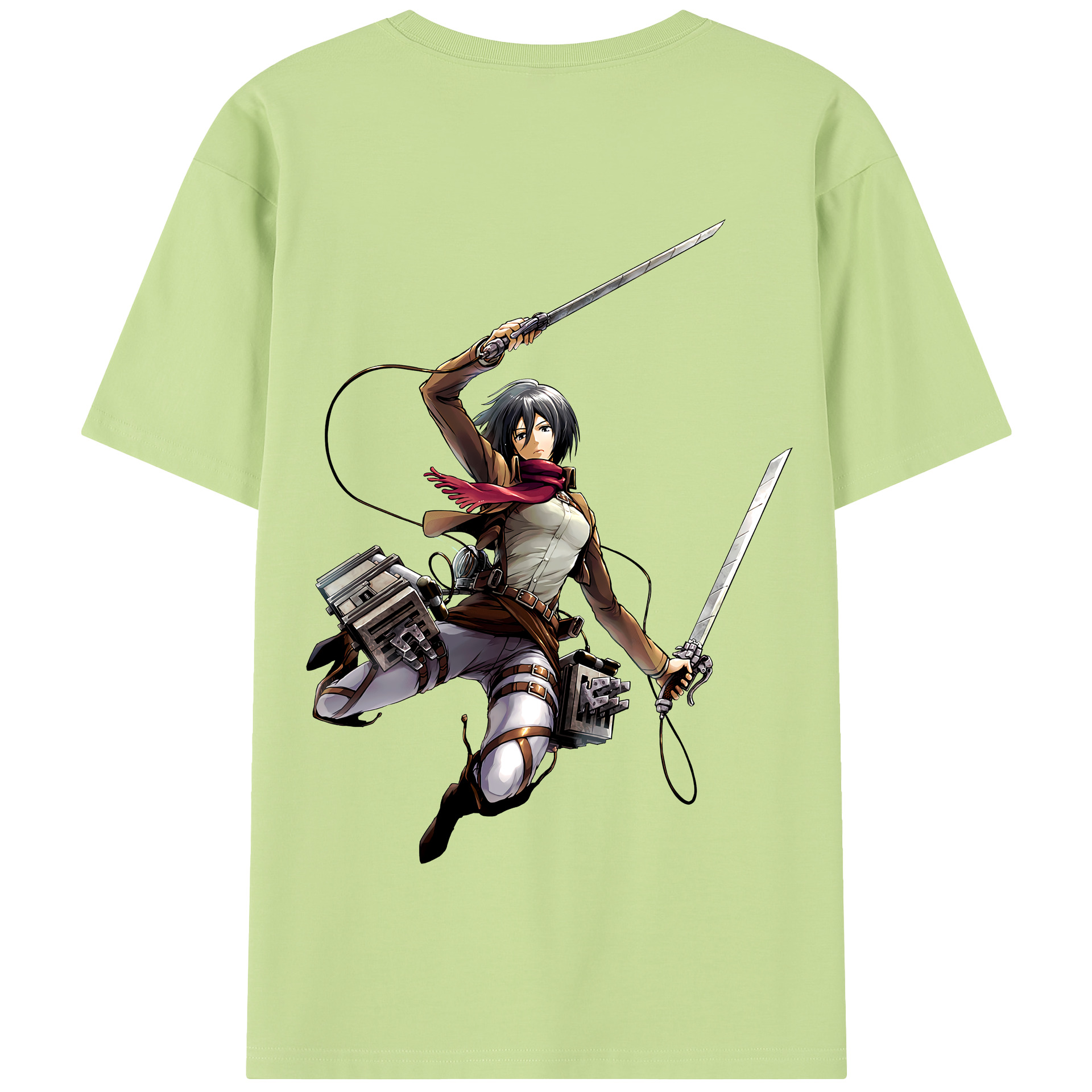 （画像用） 進撃の巨人 ミカサ·アッカーマン Attack on Titan Mikasa Ackerman 綿100％半袖Tシャツ（背面プリント）